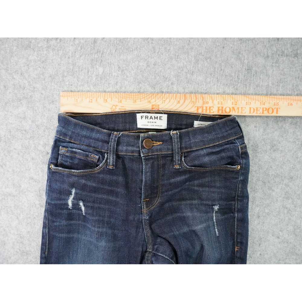 Frame Jeans Womens 26‎ Blue Distressed Le Skinny De Jeanne Dark Wash Denim - Picture 6 of 13
